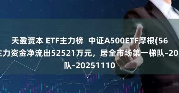 天盈资本 ETF主力榜  中证A500ETF摩根(560530)主力资金净流出52521万元，居全市场第一梯队-20251110